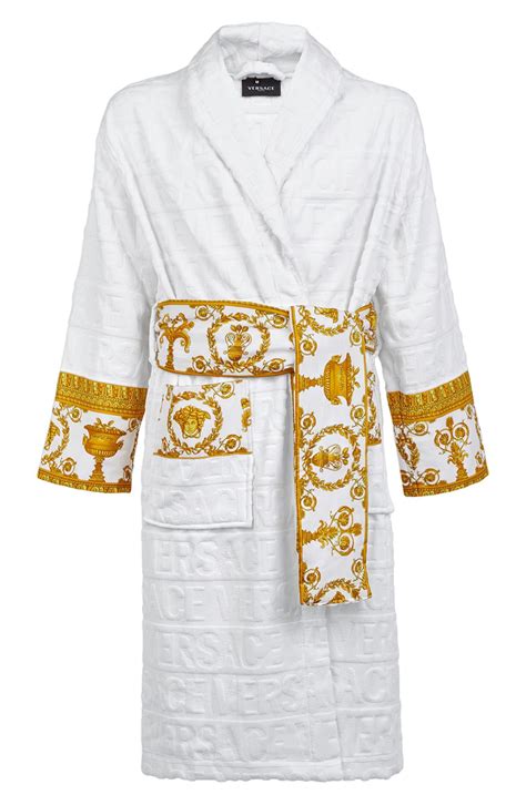 versace white and gold robe|Versace robes price.